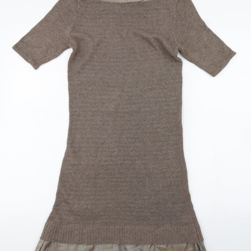 OGO Womens Brown  Acrylic Jumper Dress  Size S  Boat Neck Pullover