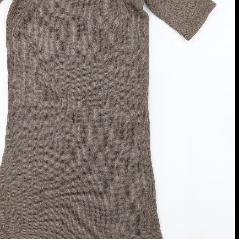 OGO Womens Brown  Acrylic Jumper Dress  Size S  Boat Neck Pullover