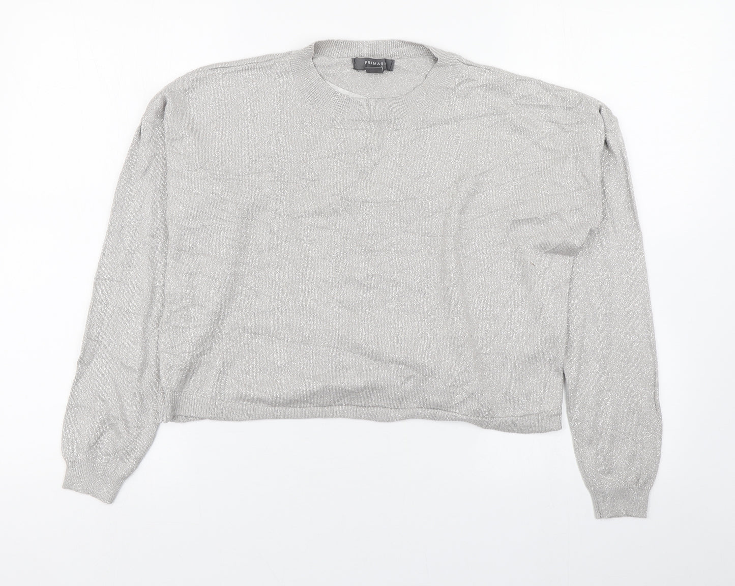 Primark Womens Silver Round Neck  Viscose Pullover Jumper Size S