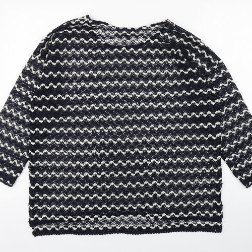NEXT Womens Blue Boat Neck Striped Polyester Pullover Jumper Size 14