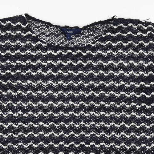 NEXT Womens Blue Boat Neck Striped Polyester Pullover Jumper Size 14