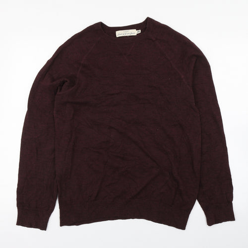H&M Mens Purple Round Neck  Cotton Pullover Jumper Size M