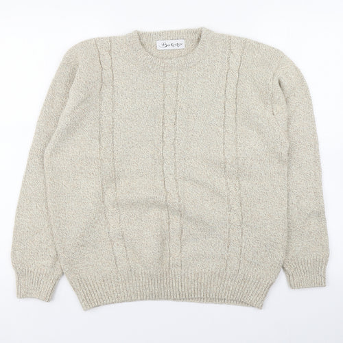 Bertex Womens Beige Round Neck  Acrylic Pullover Jumper Size 14