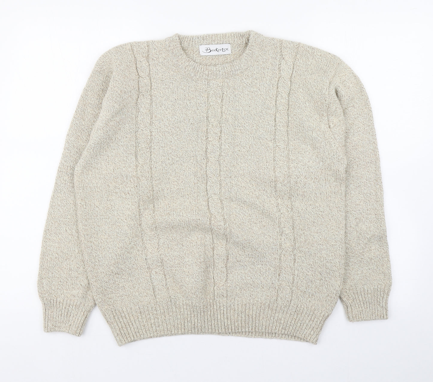 Bertex Womens Beige Round Neck  Acrylic Pullover Jumper Size 14