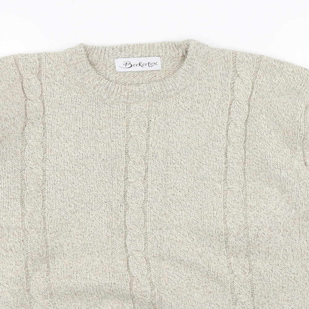 Bertex Womens Beige Round Neck  Acrylic Pullover Jumper Size 14
