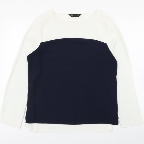 Dorothy Perkins Womens White  Polyester Basic Blouse Size 12 Boat Neck