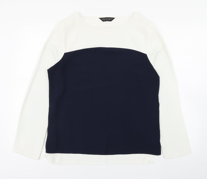 Dorothy Perkins Womens White  Polyester Basic Blouse Size 12 Boat Neck