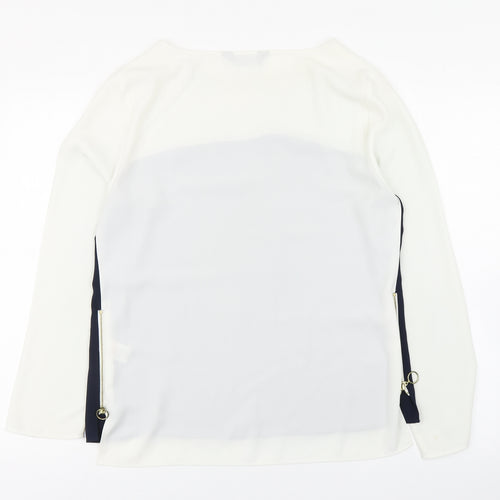 Dorothy Perkins Womens White  Polyester Basic Blouse Size 12 Boat Neck