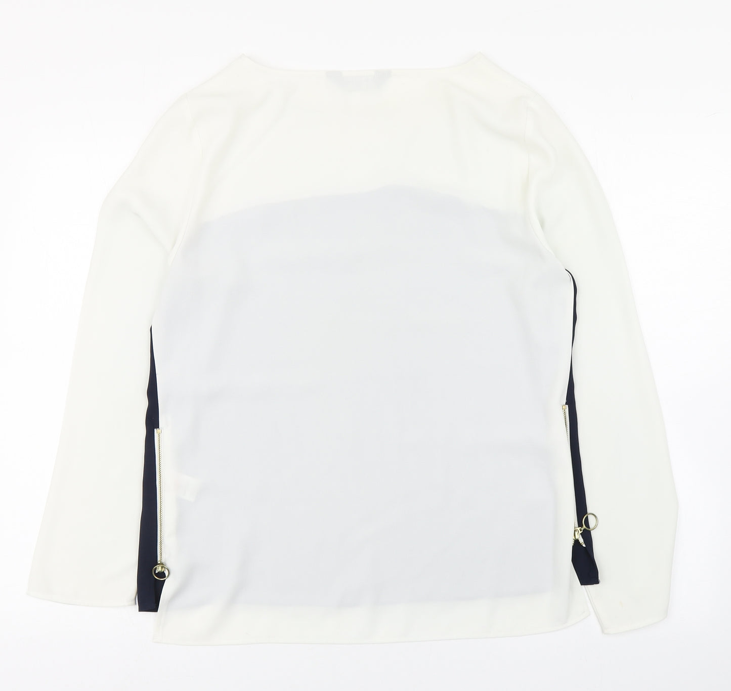 Dorothy Perkins Womens White  Polyester Basic Blouse Size 12 Boat Neck