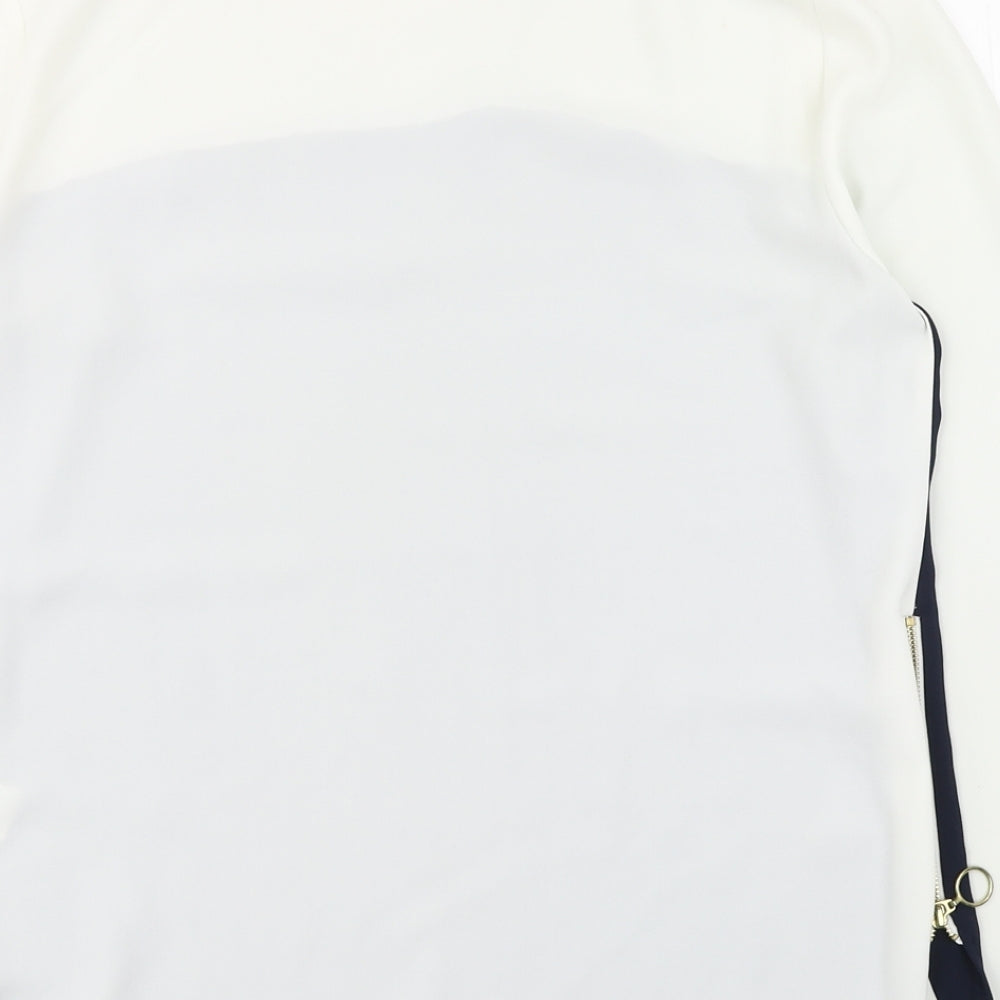 Dorothy Perkins Womens White  Polyester Basic Blouse Size 12 Boat Neck