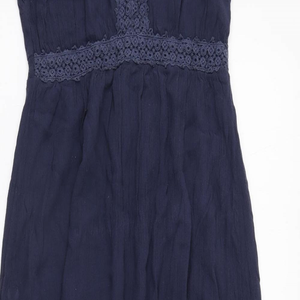 Marks and Spencer Womens Blue  100% Cotton Maxi  Size 10  V-Neck Pullover