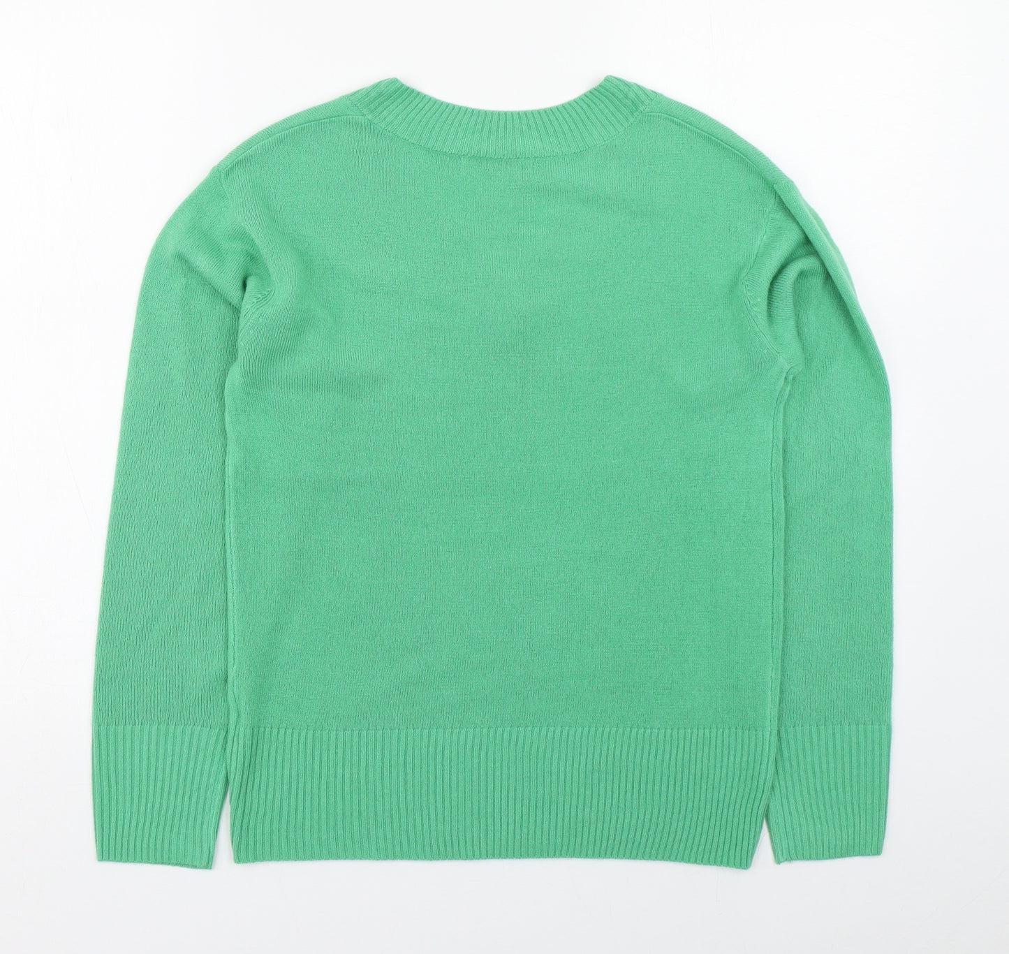 Marks and Spencer Womens Green V-Neck  Acrylic Pullover Jumper Size 6