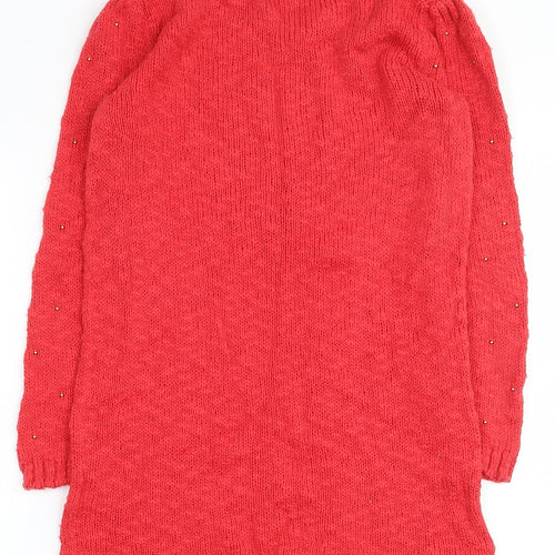 Oasis Womens Red Round Neck  100% Cotton Pullover Jumper Size XS
