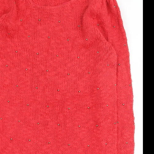 Oasis Womens Red Round Neck  100% Cotton Pullover Jumper Size XS