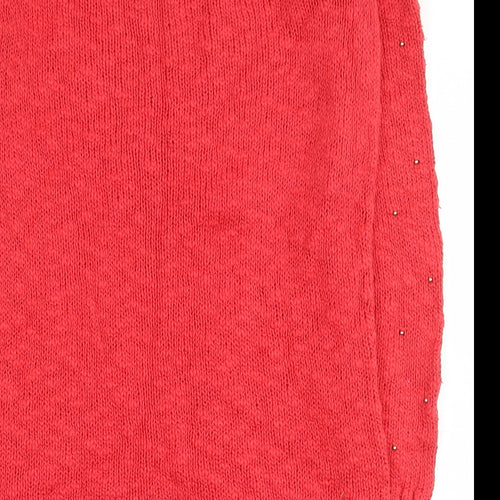 Oasis Womens Red Round Neck  100% Cotton Pullover Jumper Size XS