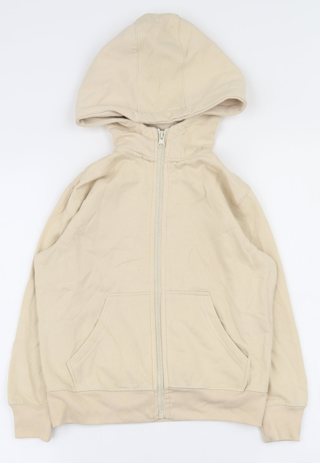 Peacocks Girls Beige  Polyester Full Zip Hoodie Size 6-7 Years  Zip