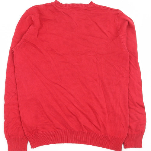 George Girls Red V-Neck  Cotton Pullover Jumper Size 10-11 Years  Pullover - School wear