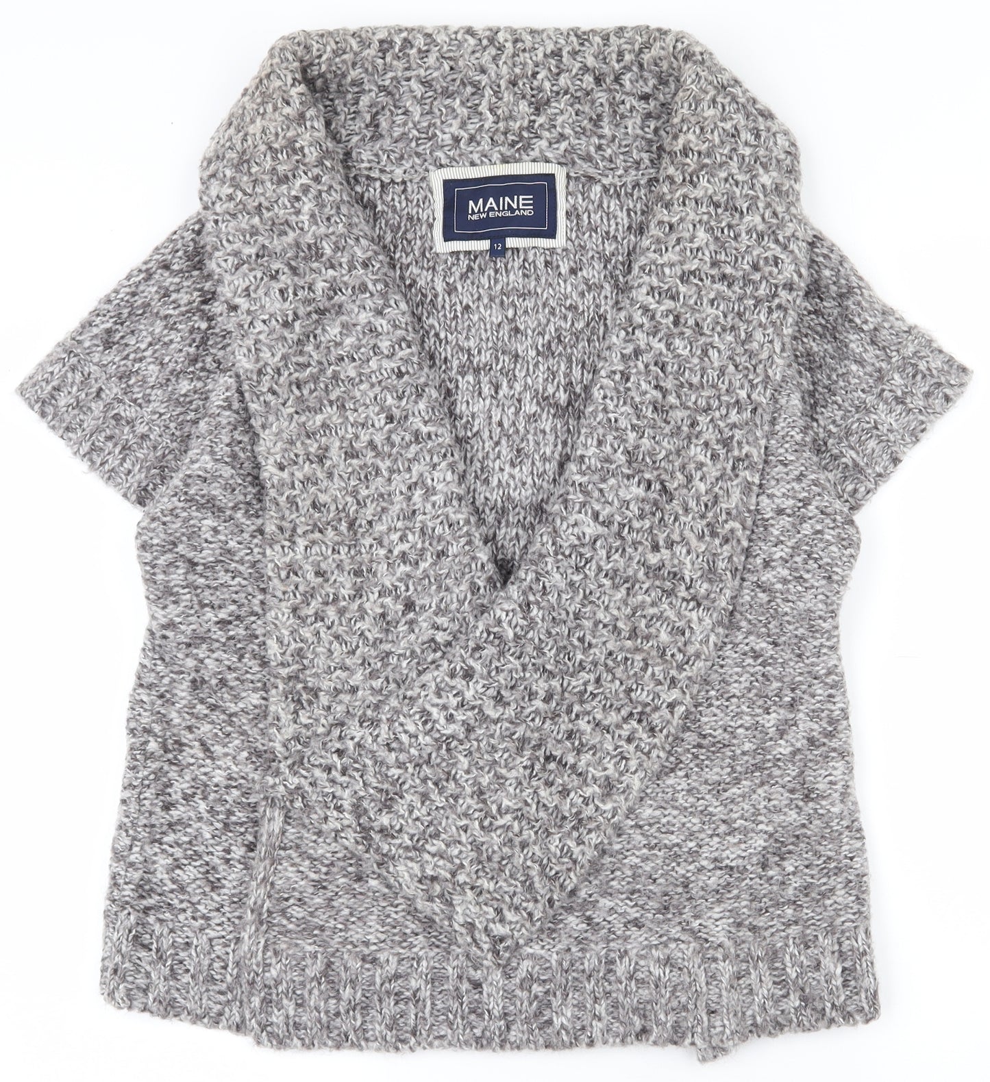 Maine New England Womens Grey Collared  Acrylic Cardigan Jumper Size 12