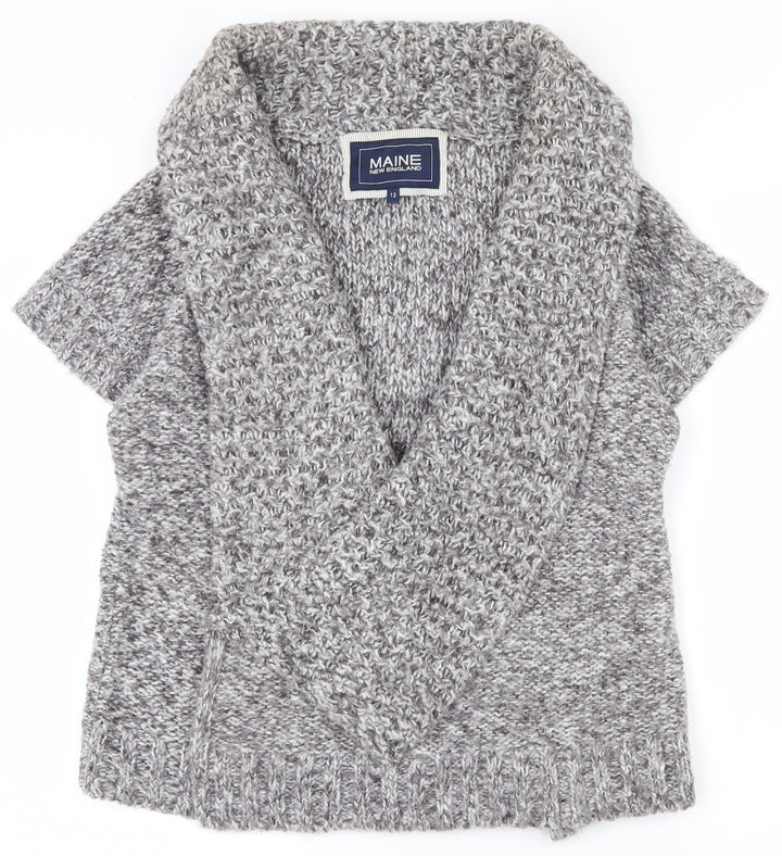 Maine New England Womens Grey Collared  Acrylic Cardigan Jumper Size 12