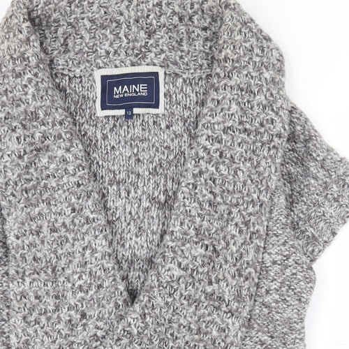 Maine New England Womens Grey Collared  Acrylic Cardigan Jumper Size 12