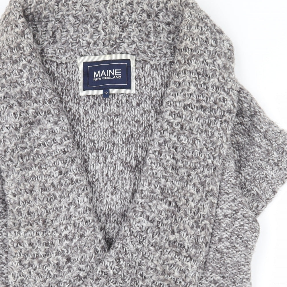 Maine New England Womens Grey Collared  Acrylic Cardigan Jumper Size 12