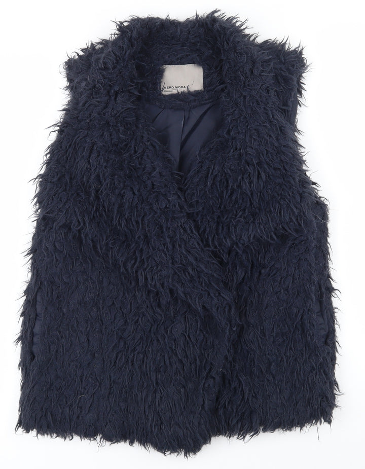 VERO MODA Womens Blue   Gilet Waistcoat Size XS  Snap
