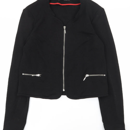 Atmosphere Womens Black Geometric  Jacket  Size 8  Zip