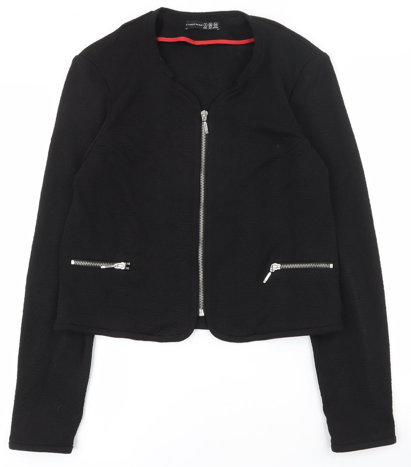 Atmosphere Womens Black Geometric  Jacket  Size 8  Zip