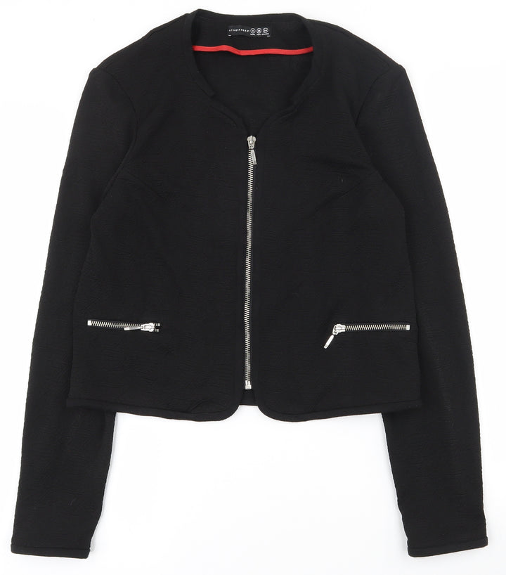 Atmosphere Womens Black Geometric  Jacket  Size 8  Zip
