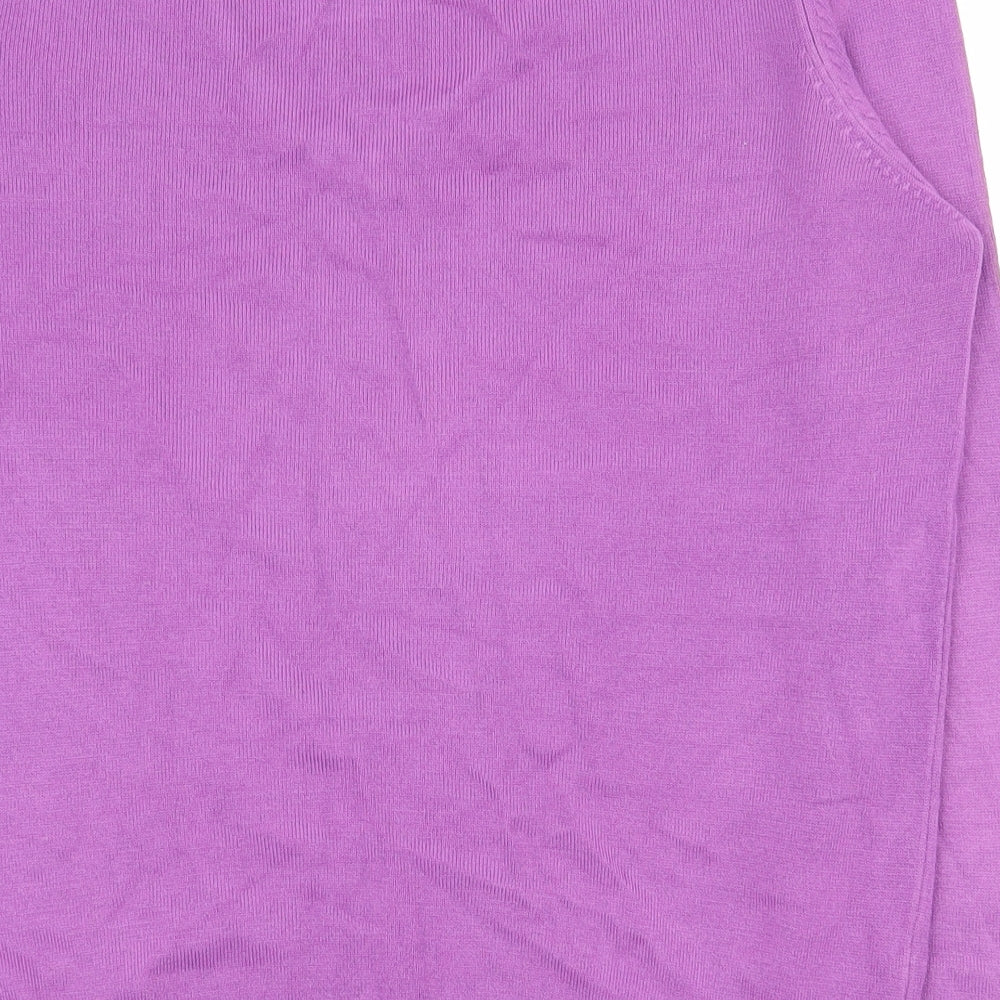 Marks and Spencer Womens Purple V-Neck  Acrylic Pullover Jumper Size 12