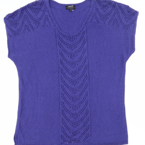 Papaya Womens Purple Scoop Neck  Acrylic Pullover Jumper Size 12