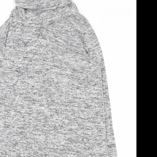 Okeysi Womens Grey  Polyester Basic T-Shirt Size S Roll Neck