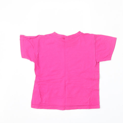 Adams Girls Pink  Cotton Basic T-Shirt Size 5-6 Years Round Neck