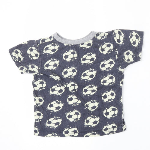 Kids Boys Blue Geometric Cotton Basic T-Shirt Size 6-7 Years Round Neck  - FOOTBALL