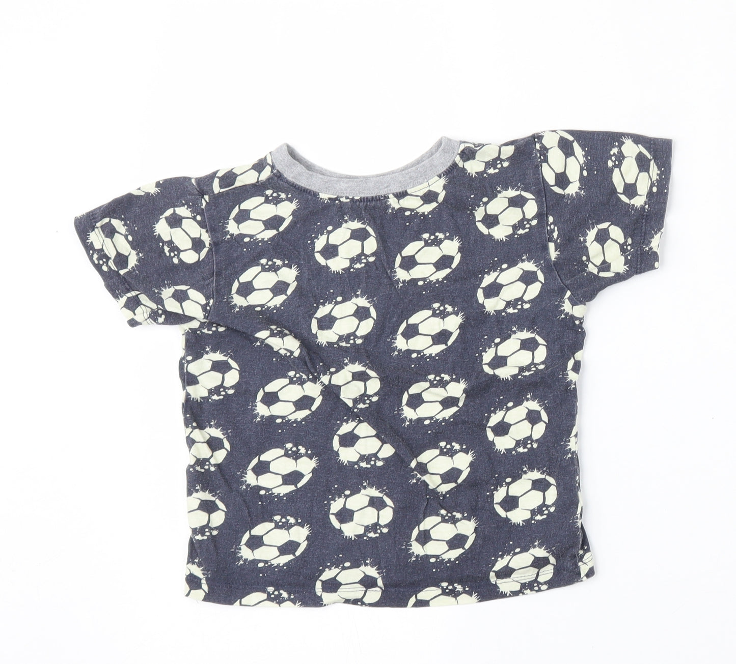Kids Boys Blue Geometric Cotton Basic T-Shirt Size 6-7 Years Round Neck  - FOOTBALL