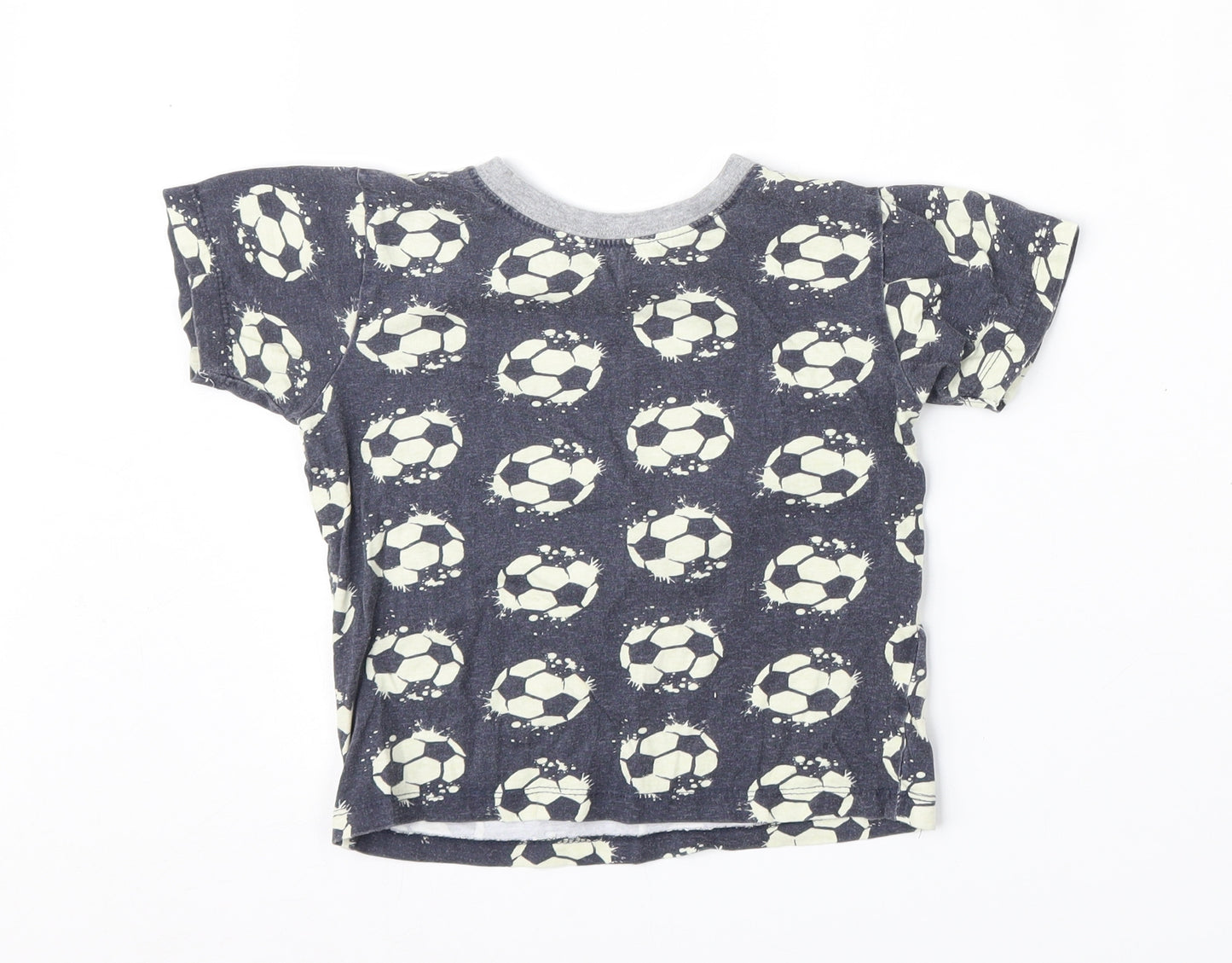 Kids Boys Blue Geometric Cotton Basic T-Shirt Size 6-7 Years Round Neck  - FOOTBALL