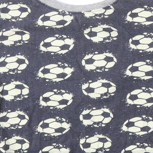 Kids Boys Blue Geometric Cotton Basic T-Shirt Size 6-7 Years Round Neck  - FOOTBALL