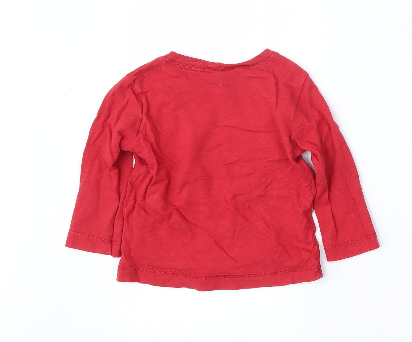 United Colors of Benetton Boys Red  Cotton Basic T-Shirt Size 12-18 Months Round Neck