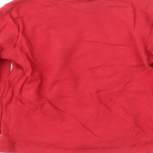 United Colors of Benetton Boys Red  Cotton Basic T-Shirt Size 12-18 Months Round Neck