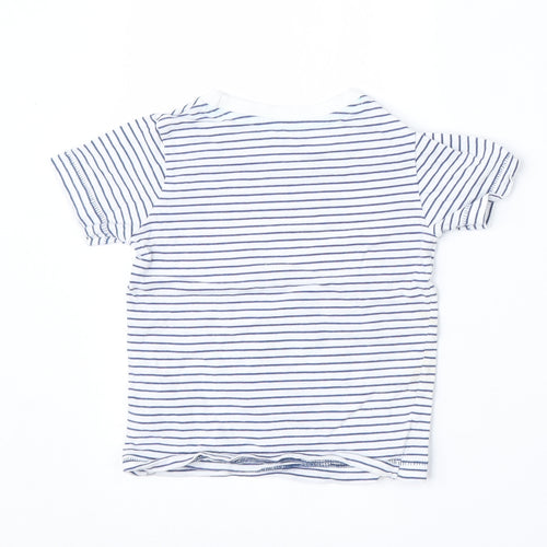 Dunnes Stores Boys Multicoloured Striped Cotton Basic T-Shirt Size 12-18 Months Round Neck
