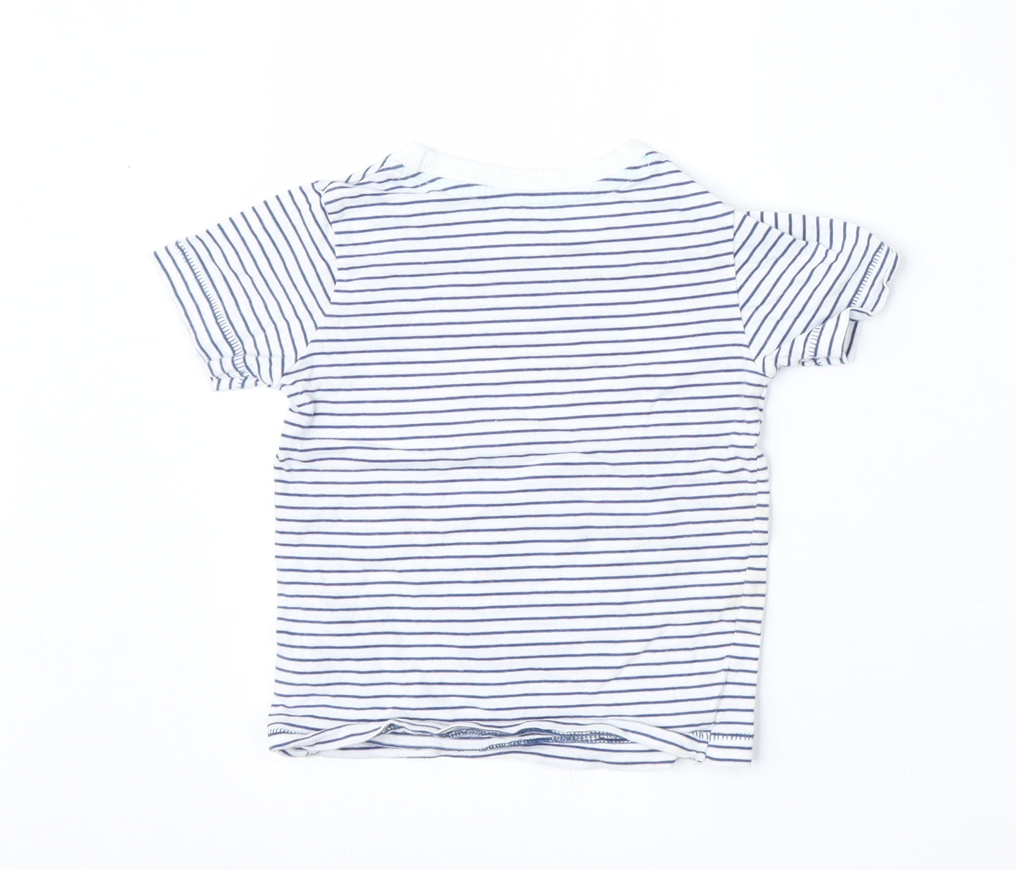 Dunnes Stores Boys Multicoloured Striped Cotton Basic T-Shirt Size 12-18 Months Round Neck