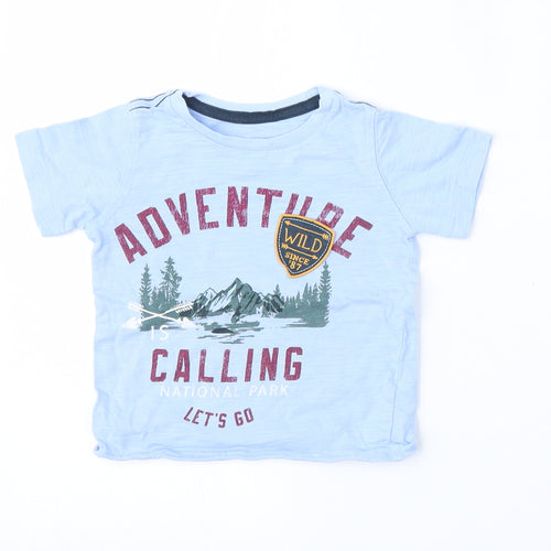 Carter's Boys Blue  Cotton Basic T-Shirt Size 18-24 Months Round Neck