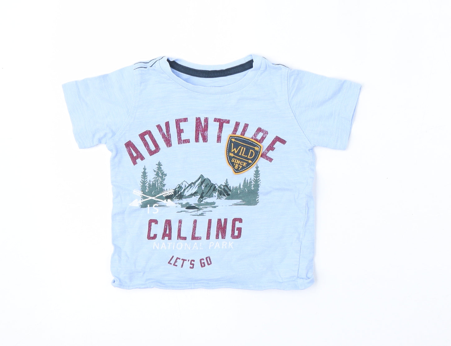 Carter's Boys Blue  Cotton Basic T-Shirt Size 18-24 Months Round Neck