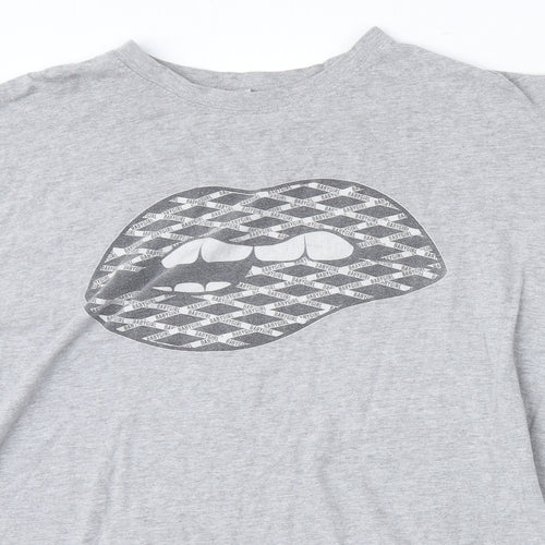 Babygirl Womens Grey  Cotton Basic T-Shirt Size XL Round Neck