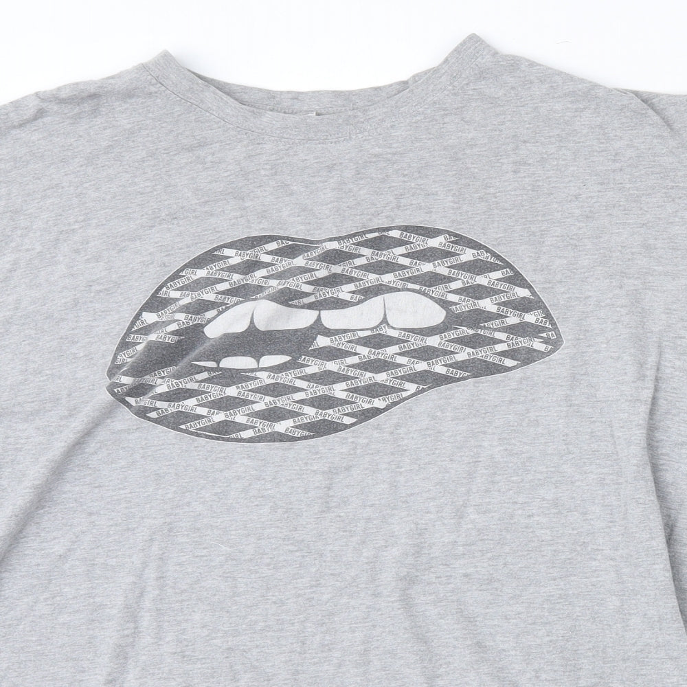Babygirl Womens Grey  Cotton Basic T-Shirt Size XL Round Neck