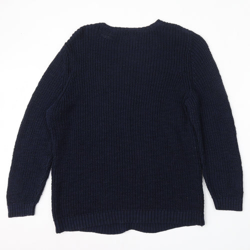 Love Knitwear Womens Blue Round Neck  Polyester Pullover Jumper Size 20