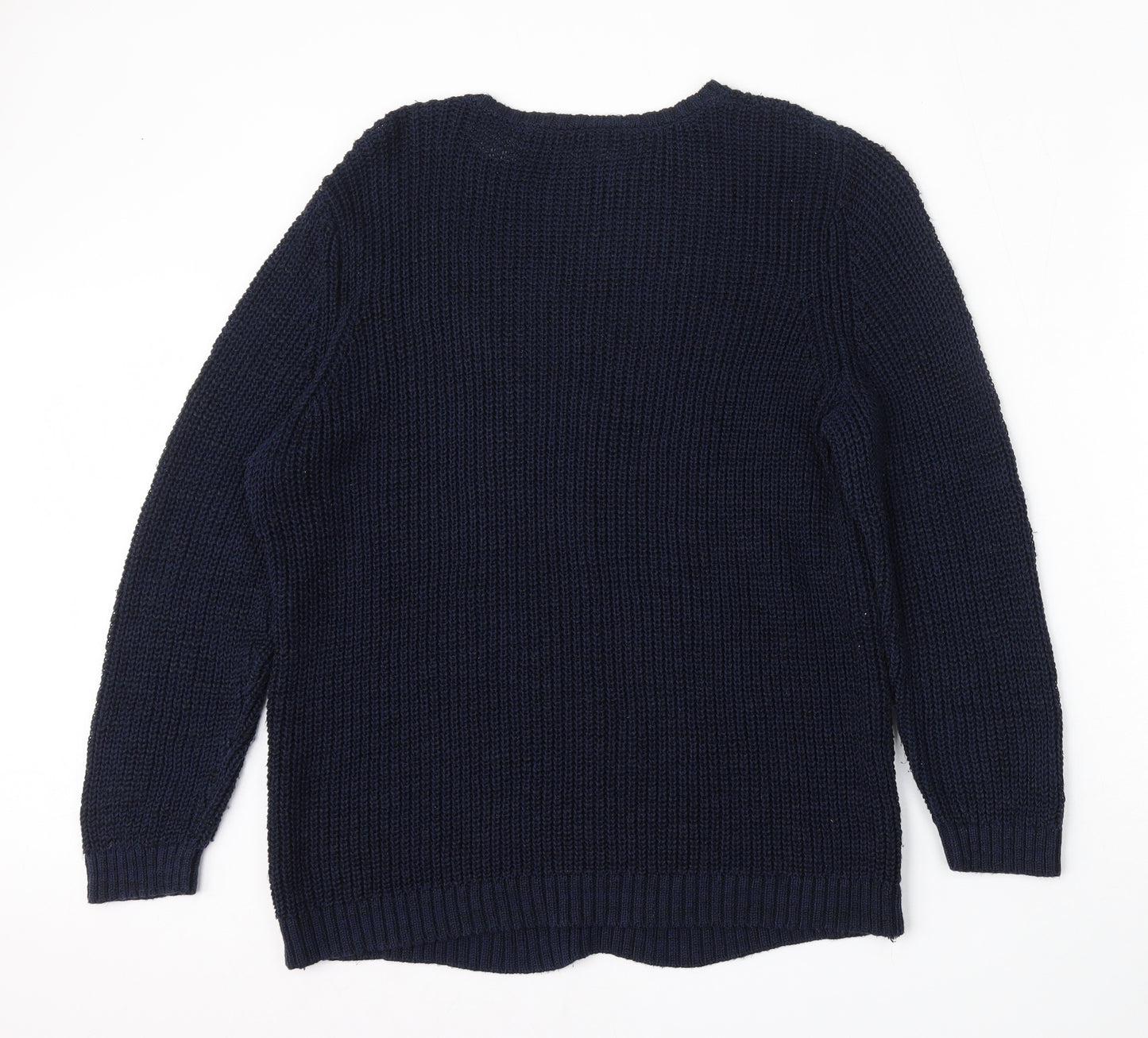 Love Knitwear Womens Blue Round Neck  Polyester Pullover Jumper Size 20