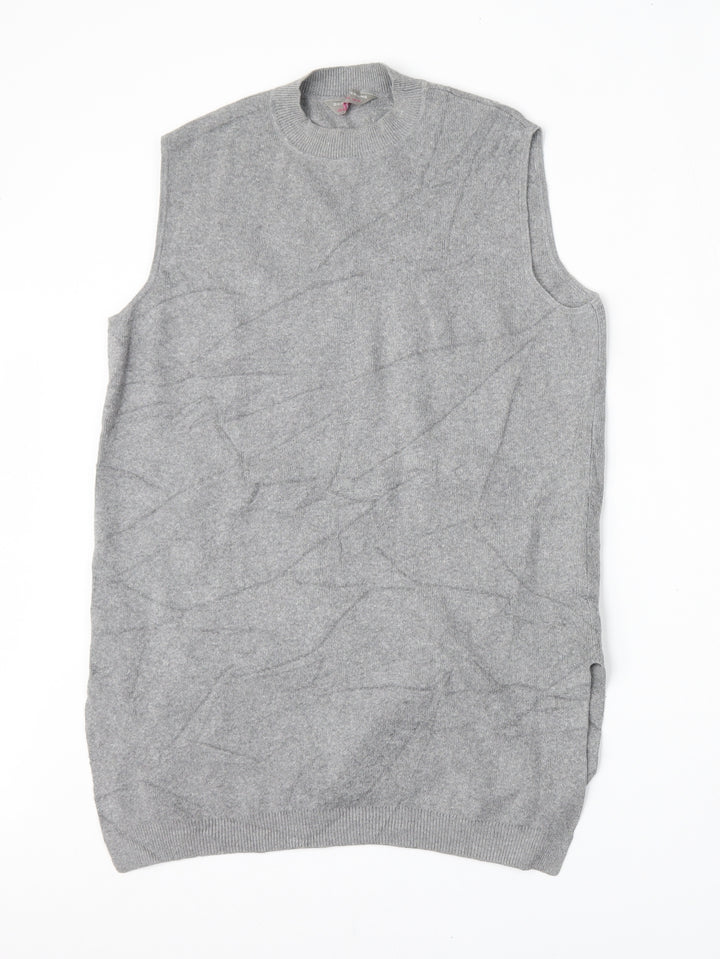 Dorothy Perkins Womens Grey Round Neck  Cotton Vest Jumper Size 16