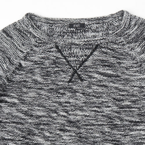 F&F Womens Black Round Neck  Acrylic Pullover Jumper Size 14