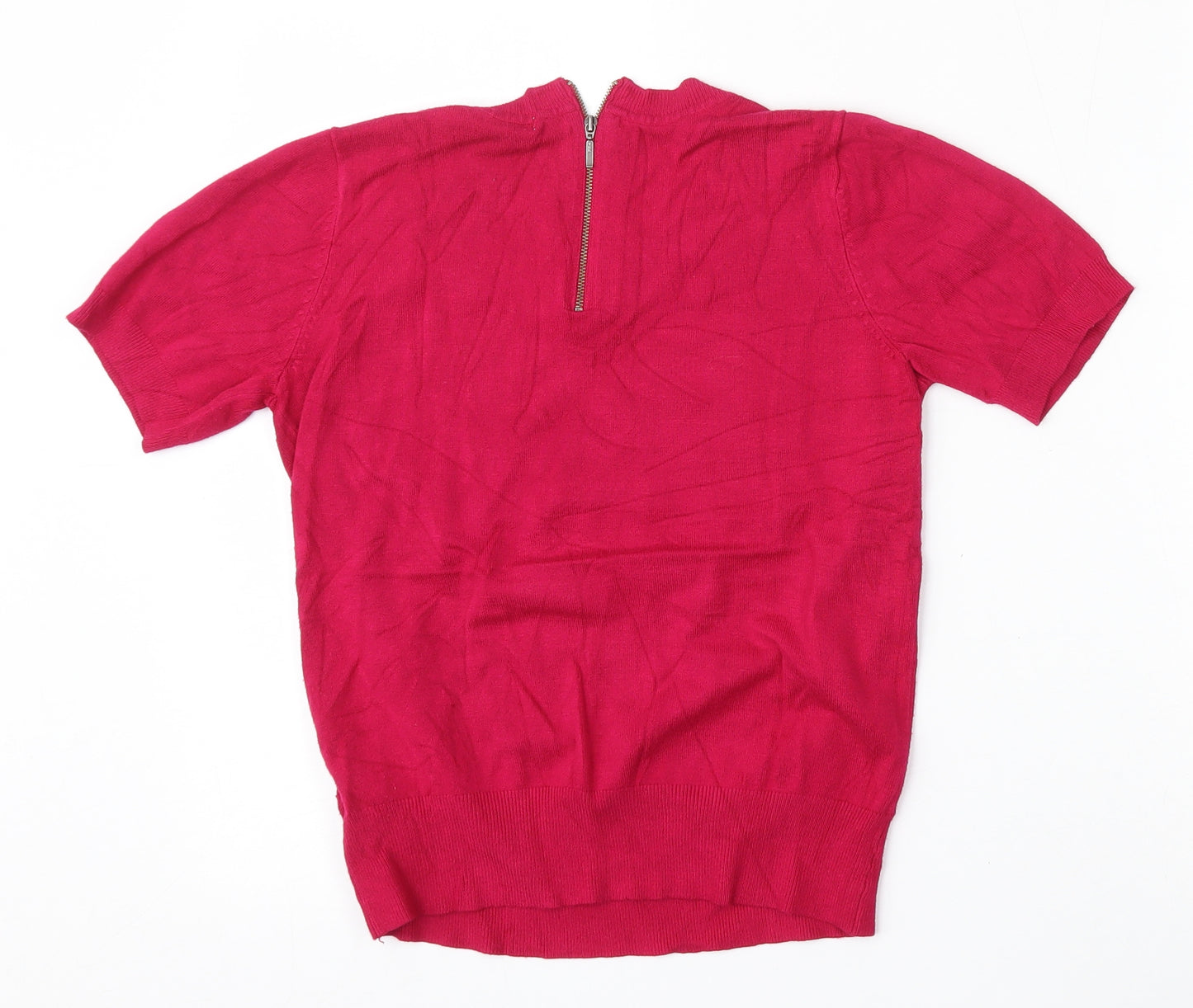 Marks and Spencer Womens Pink Round Neck  Viscose Pullover Jumper Size 8